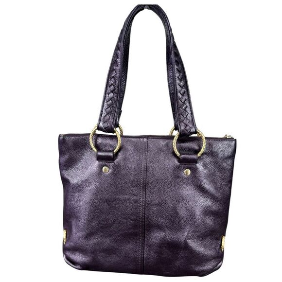 Elliott Lucca Brown Sheen 100% Leather Tote Shoulder Bag - Picture 2 of 16